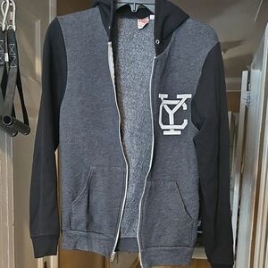 American Apparel Charcoal and Black Zip-Up Sweater Hoodie